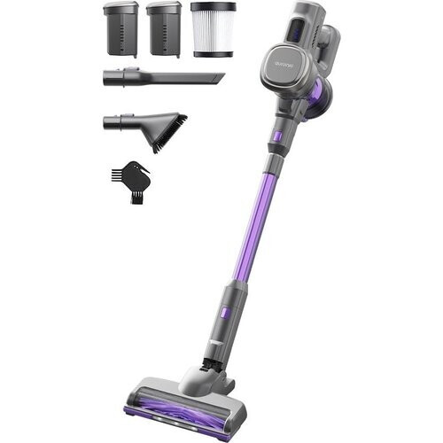 Tweedekans Auronic Steelstofzuiger - Draadloos - Zonder Zak - Op Accu - Zelfstaand - 220W - Extra Batterij - Vacuum Cleaner - Grijs/Paars