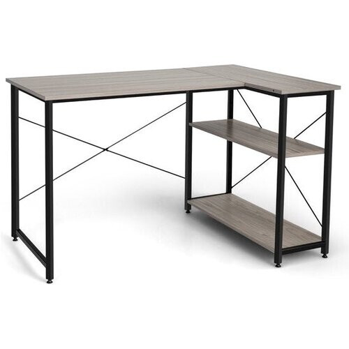 Tweedekans Coast l-vorm bureau hoek-computer-tabel met opslagcompartimenten Office Tabel 120 x 88 x 74,5 cm grijs