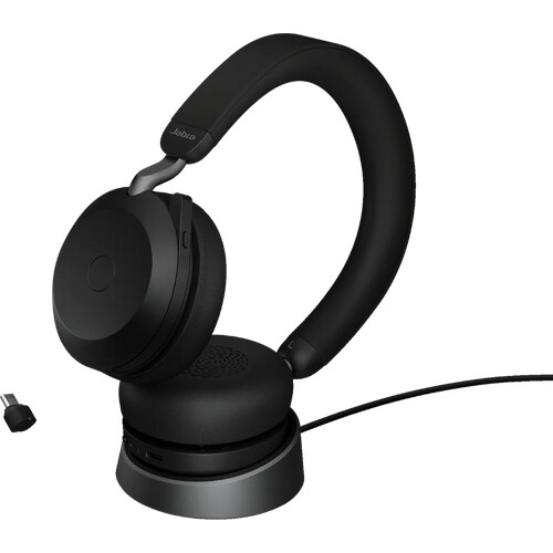Tweedekans Jabra Evolve2 75 USB C Draadloze Office Headset met oplaadstandaard Zwart