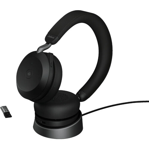 Tweedekans Jabra Evolve2 USB A MS TEAMS 75 Draadloze Office Headset met oplaadstandaard Zwart