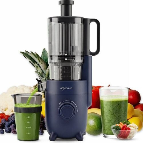 Tweedekans Safecourt Kitchen Slow Juicer - krachtige motor [Pre-cutter & Cold-press technologie] - eenvoudige reiniging - BPA-vrij - sapcentrifuge Blauw