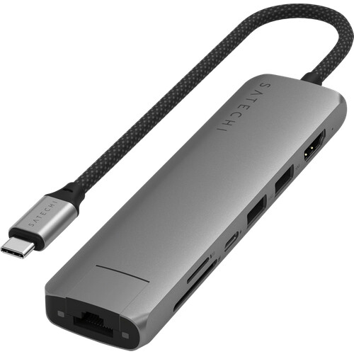 Tweedekans Satechi Usb C 7-in-1 Slim Multiport Adapter met Ethernet Space Grey